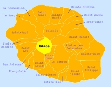 Carte de la commune de Cilaos La Réunion