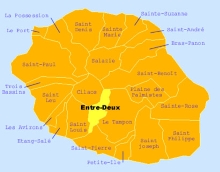 Carte de la commune de l'Entre-Deux La Réunion