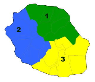 Carte des circonscriptions électorales 1958 La Réunion