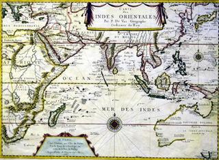 Carte des Indes Orientales ( Océan Indien ) Auteur Pierre Du al, géographe du Roi. Parution 1665.