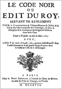 Code noir Ordonnance de 1685