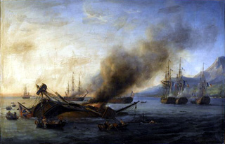 Combat naval entre une division française et anglaise en vue de l'île de la Réunion, 24 août 1810