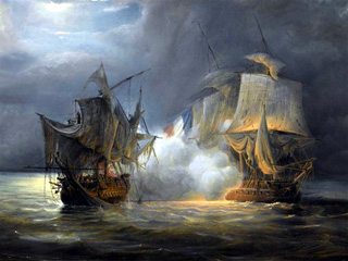 Combat naval en 1810 au large de Saint-Denis La Réunion