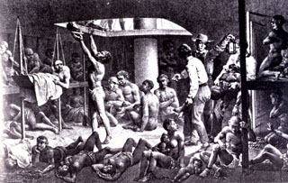 Esclaves dans les cales d'un navire