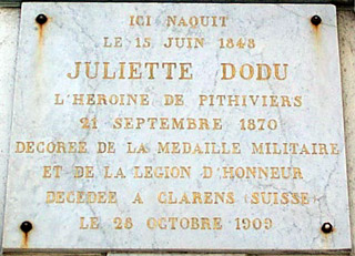 Plaque commémorative Juliette Dodu