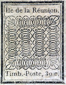Timbre 1852 La Réunion valeur 30 centimes de franc colonial