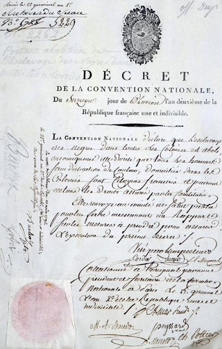 Décret Abolition de l'esclavage le 4 février 1794