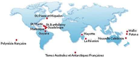 Carte des territoires d'Outre-mer