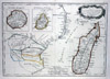 Carte Madagascar, Réunion, Maurice par Rigobert Bonne. Edition en langue Russe. Rigobert Bonne succéda à Jacques-Nicolas Bellin hydographe du dépot de la Marine en 1773.