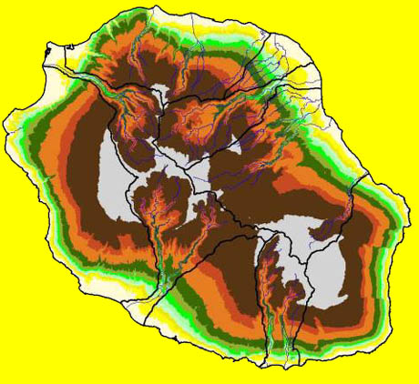 Carte du relief de La Réunion