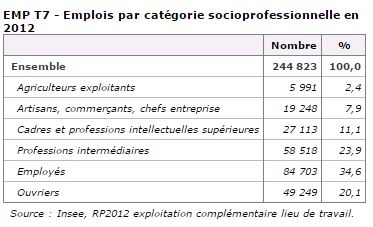 Emplois par catégorie socioprofessionnelle La Réunion.