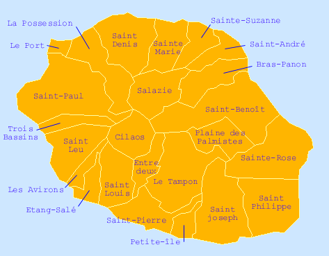 Carte des communes de La Réunion