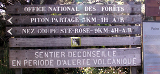 Panneau ONF randonnée Nez coupé de Sainte-Rose La Réunion