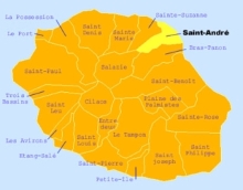 Carte de la commune de Saint-André La Réunion.