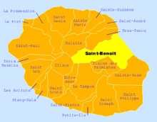 Carte de la commune de Saint-Benoît La Réunion.