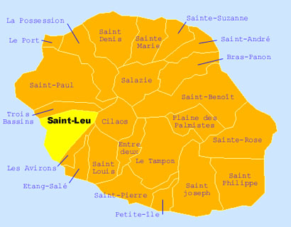 Carte de la commune de Saint-Leu La Réunion