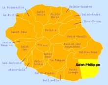 Carte de la commune de Saint-Philippe La Réunion.